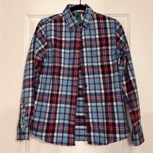 L.L.Bean Women's Scotch Plaid Shirt in Blue Ridge Plaid Size XS NWT